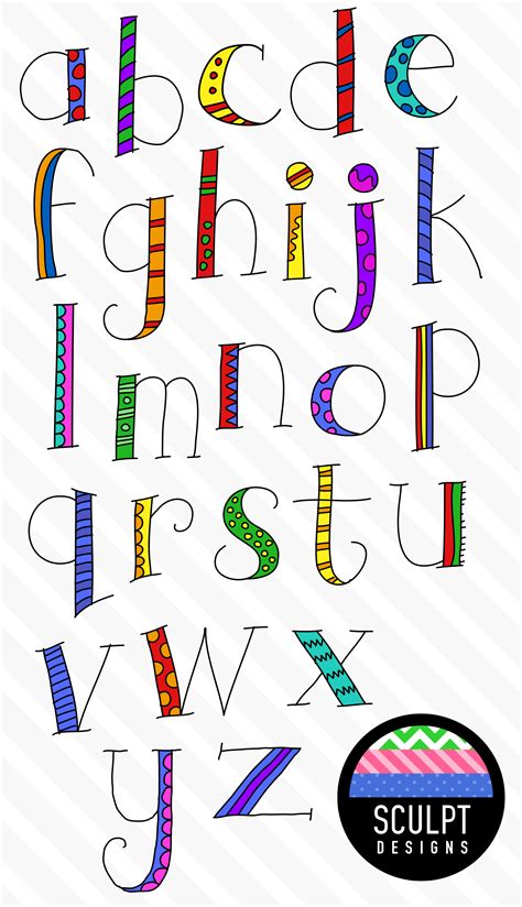 Fun Bright Hand Drawn Doodle Alphabet For Commercial Use Hand