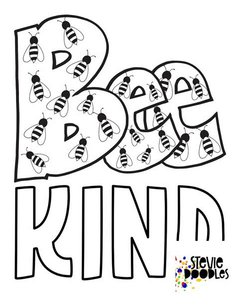 Free Bee Kind Coloring Pages — Stevie Doodles Free Printable Coloring