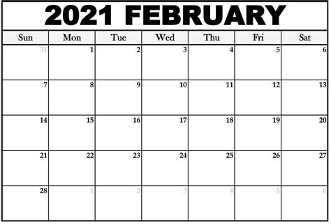 Use this post to learn how to resize your calendars to fit your planner or bullet journal! Monthly Calendar For February 2021 | Free Printable ...