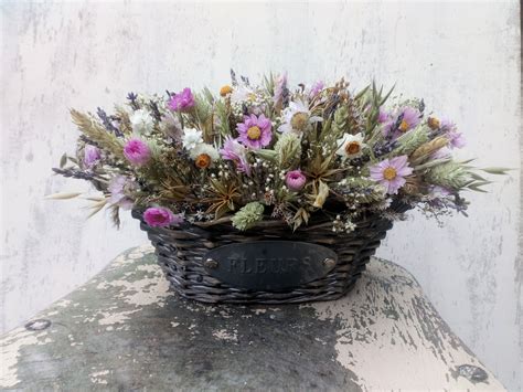 Dried Flower Arrangement Country Pink Mothers Day T Etsy Uk