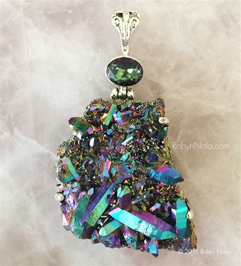 New Beautiful Rainbow Aura Titanium Quartz Pendant Robyn Nola Ts