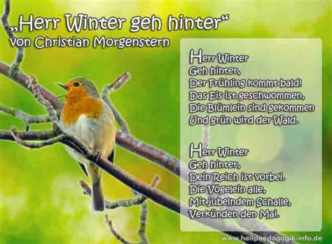 Maybe you would like to learn more about one of these? Frühlingsgedicht: Herr Winter geh hinter