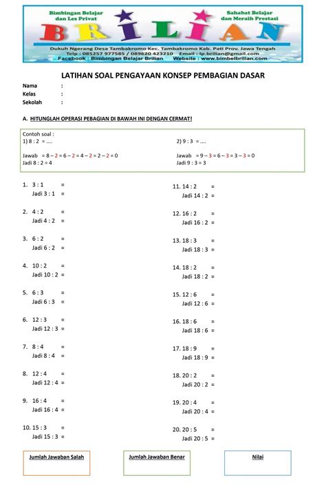 Soal Matematika Kelas Sd Perkalian Dan Pembagian Pdf Seputar Kelas My