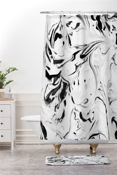 Black And White Marble Shower Curtain And Mat Jacqueline Maldonado