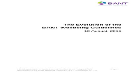 The Evolution Of The Bant Wellbeing Guidelinesthe Bant Practitioner