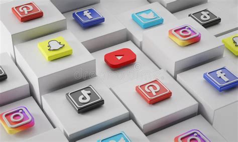 Most Popular Social Media Icon On 3d Rendering White Cubes Editorial