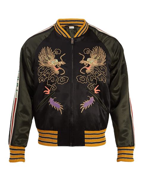 Lyst Gucci Dragon Embroidered Bomber Jacket In Black For Men