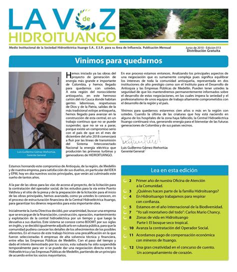 E.s.p (en adelante epm) y de la sociedad hidroeléctrica ituango s.a. Calaméo - La Voz de Hidroituango Ed. 13