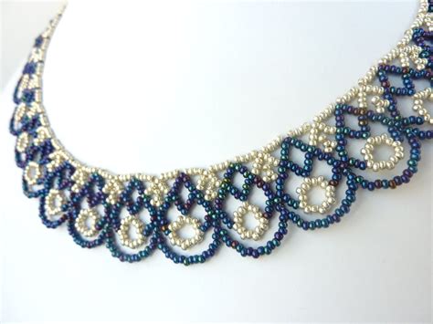 Free Beading Pattern For Lovely Scalloped Lace Necklace Made From Seed
