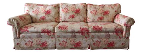 Ethan Allen Floral Pattern Traditional Roll Arm Cushion Couch Chairish