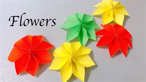 折り紙 枚から 個作れる簡単お花の作り方 origami flowers YouTube