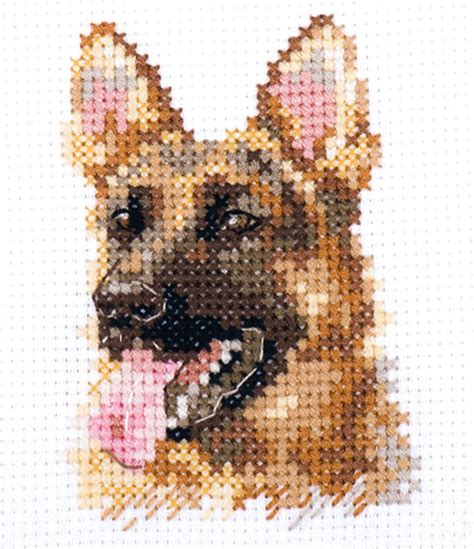 Cross Stitch Kit Hand Embroidery Animals German Shepherd Dog Etsy