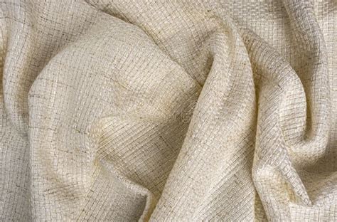 Fabric White Wrinkled Textile Texture Background Fold Close Up Stock