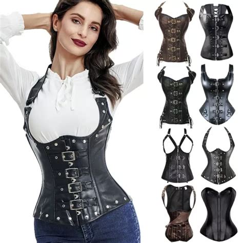 steampunk corset top women corset sexy bustier gothic corselet leather bustier 24 79 picclick