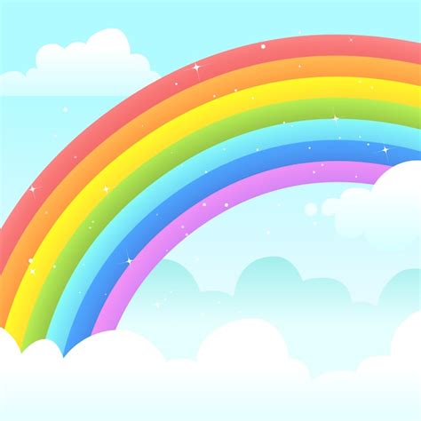 Free Vector Colorful Flat Design Rainbow In Clouds