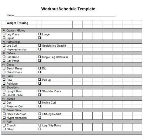 Workout Schedule Template 27 Free Word Excel Pdf Format Download