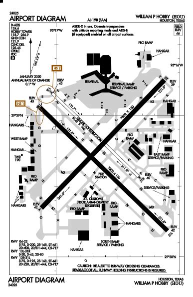 Hou Airport Map