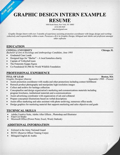 Bachelor of arts in fine arts. Graphic Design #Intern Resume Example #Student ...