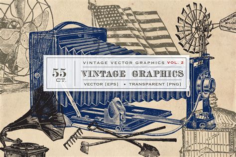 55 Vintage Vectors Graphics Vol 2 Graphic Objects Creative Market