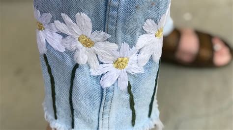 Diy Embroidered Jeans Daisy Chain Youtube