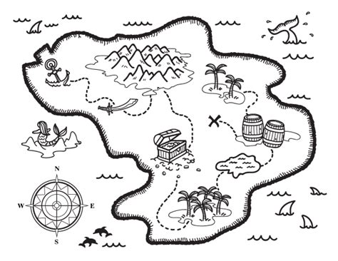 Free coloring pages of treasure chest. Free treasure map coloring page. Download it at https ...