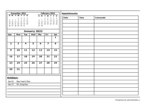 Weekly Appointment Calendar 2022 Calendar With Holidays