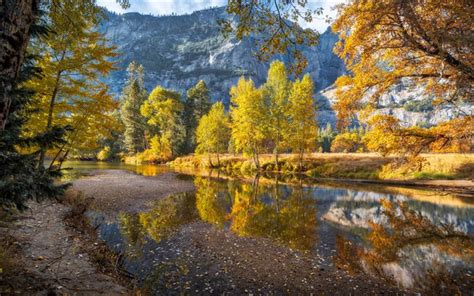 Download Wallpapers Merced River Autumn Mountain Landscape Forest