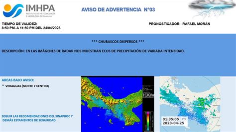 Últimos Avisos Instituto de Meteorología e Hidrología de Panamá