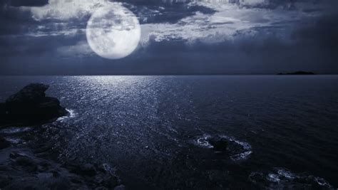 Stock Video Of Full Moon Night Seascapelandscape 4406792 Shutterstock