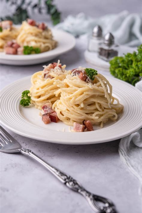 Spaghetti Pasta Carbonara With Bacon Ham Cream And Kampot Pepper Photograph By Jm Travel