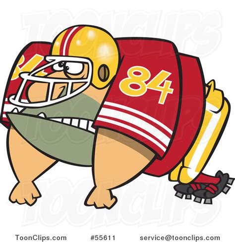 Cartoon Huge American Football Lineman Player 55611 By