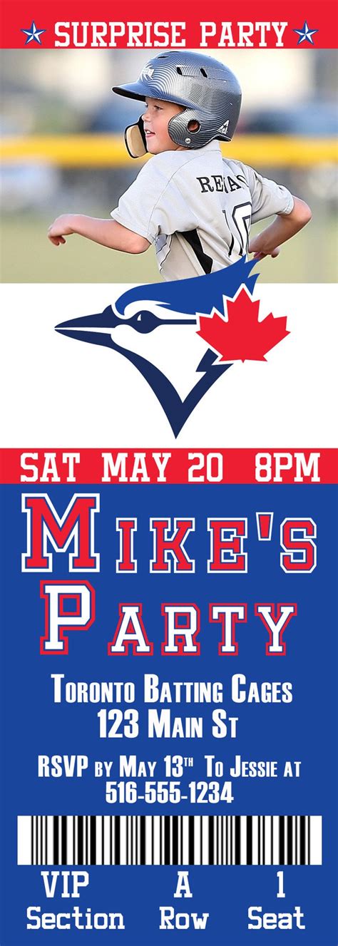 Toronto Blue Jays Birthday Ticket Invitation Etsy