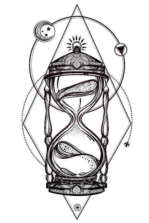 An Hourglass With The Sun And Stars Inside It Surrounded By Other