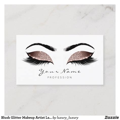 Blush Glitter Makeup Artist Lashes Beauty Studio Appointment Card