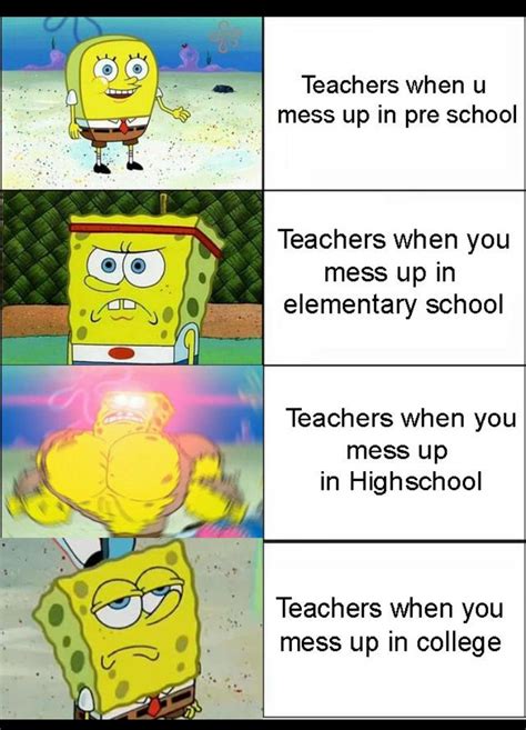 Teachers In College Dont Care Funny School Memes Funny Spongebob