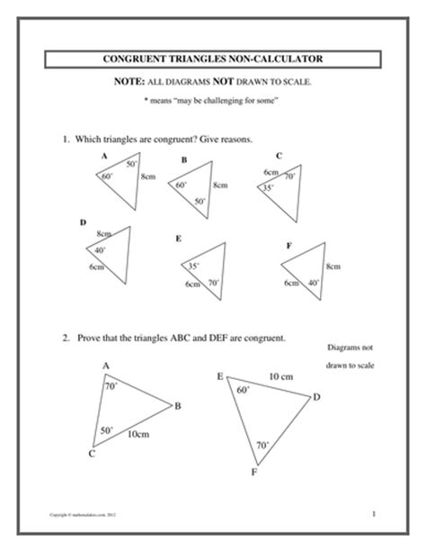 Determining whether two triangles are congruent and finding the reason. Congruent Triangles KS3KS4 with Solutions by hassan2008 ...