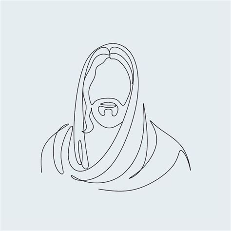 Premium Vector Continuous Line Drawing Of Jesus Christ Linear Style
