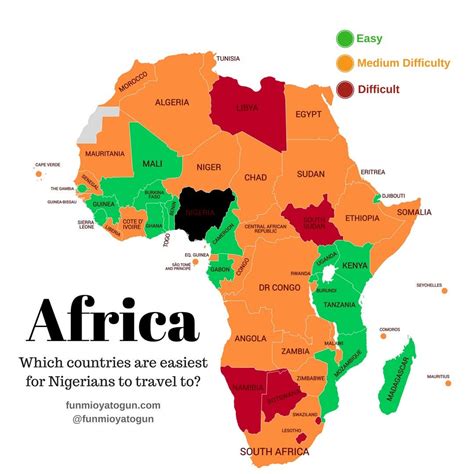 A Map Showing All The African Countries And Which Ones Are Easiest To
