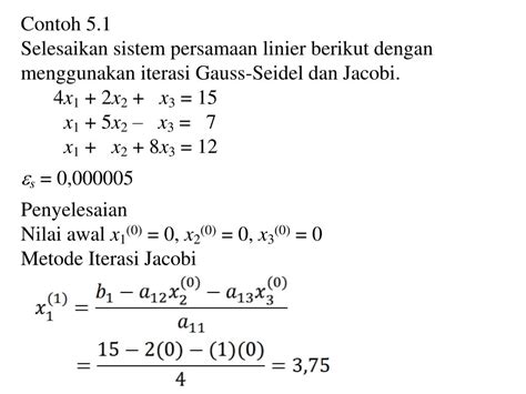 Solusi Sistem Persamaan Linier Metode Jacobi Dan Metode Gauss Seidel