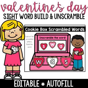 This tool will help you decipher words from letters, by rearranging the our database contains more than 250 thousand words, to make a word out of letters, enter letters in. Valentine's Day Sight Word Build and Unscramble *1/2 Off ...