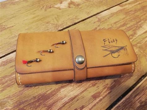 Personalized Leather Fly Fishing Wallet With Sheep Skin Etsy Canada