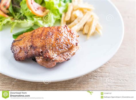 Just add them to some sourdough english muffins and you are set. Grilled Chicken Steak With French Fries And Vegetable ...