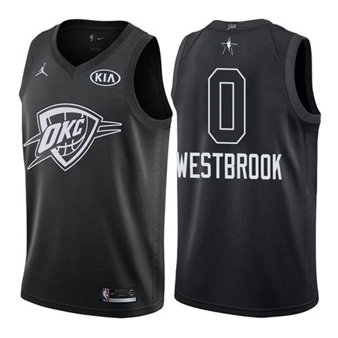 Westbrook ist der einzige spieler, dem dieses kunststück mehrmals gelang. 2018 All-Star Herren Donner Russell Westbrook # 0 Schwarz ...