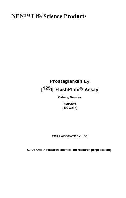 Prostaglandin E2 I 125 Flashplate Assay Perkinelmer
