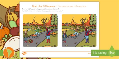 Fall Spot The Difference Activity Englishspanish Fall