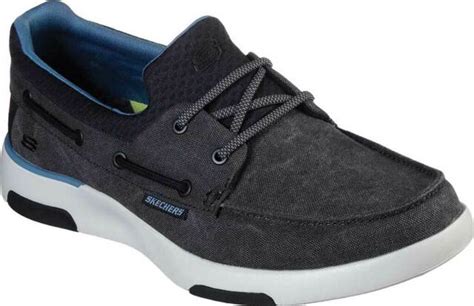 New Mens Skechers Bellinger Garmo Black Canvas Boat Shoes Authentic In