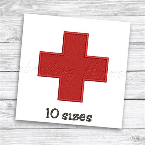 Red Cross Embroidery Design Fill Stitch 10 Sizes Machine Etsy
