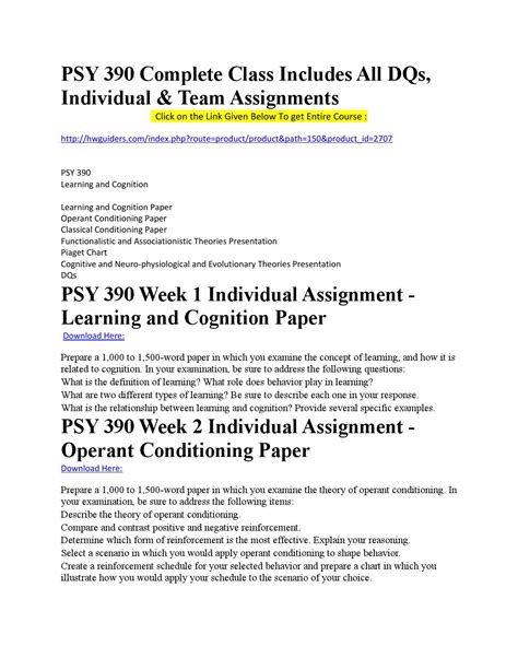 Psy 390 Complete Class Includes All Dqs Individual And Team Assignments