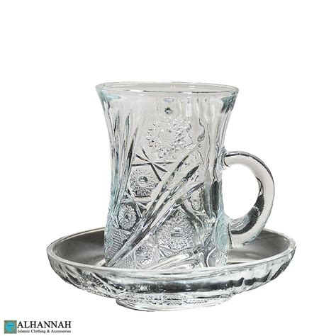 Turkish Cut Crystal Tea Set 6 Cups Saucers Gi691 Alhannah Islamic
