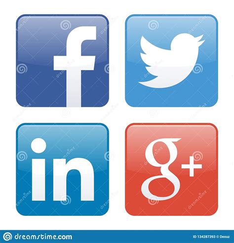 Social Media Icons Buttons Collection In Vector Stock Vector